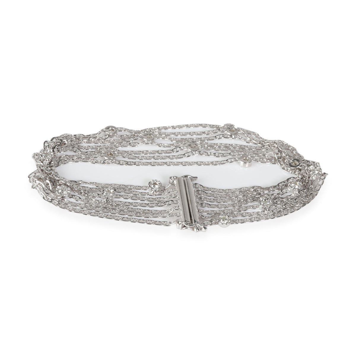 Diamond 7 Strand Bracelet in 18k White Gold 0.6 CTW