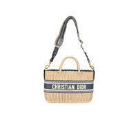 Christian Dior Oblique Jacquard Wicker Basket Bag