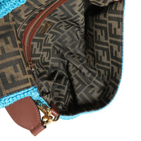 Fendi Blue Crochet & Brown Leather Baguette