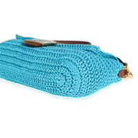 Fendi Blue Crochet & Brown Leather Baguette