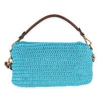 Fendi Blue Crochet & Brown Leather Baguette