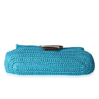 Fendi Blue Crochet & Brown Leather Baguette