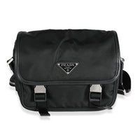 Prada Black Re-Nylon & Saffiano Leather Messenger Bag