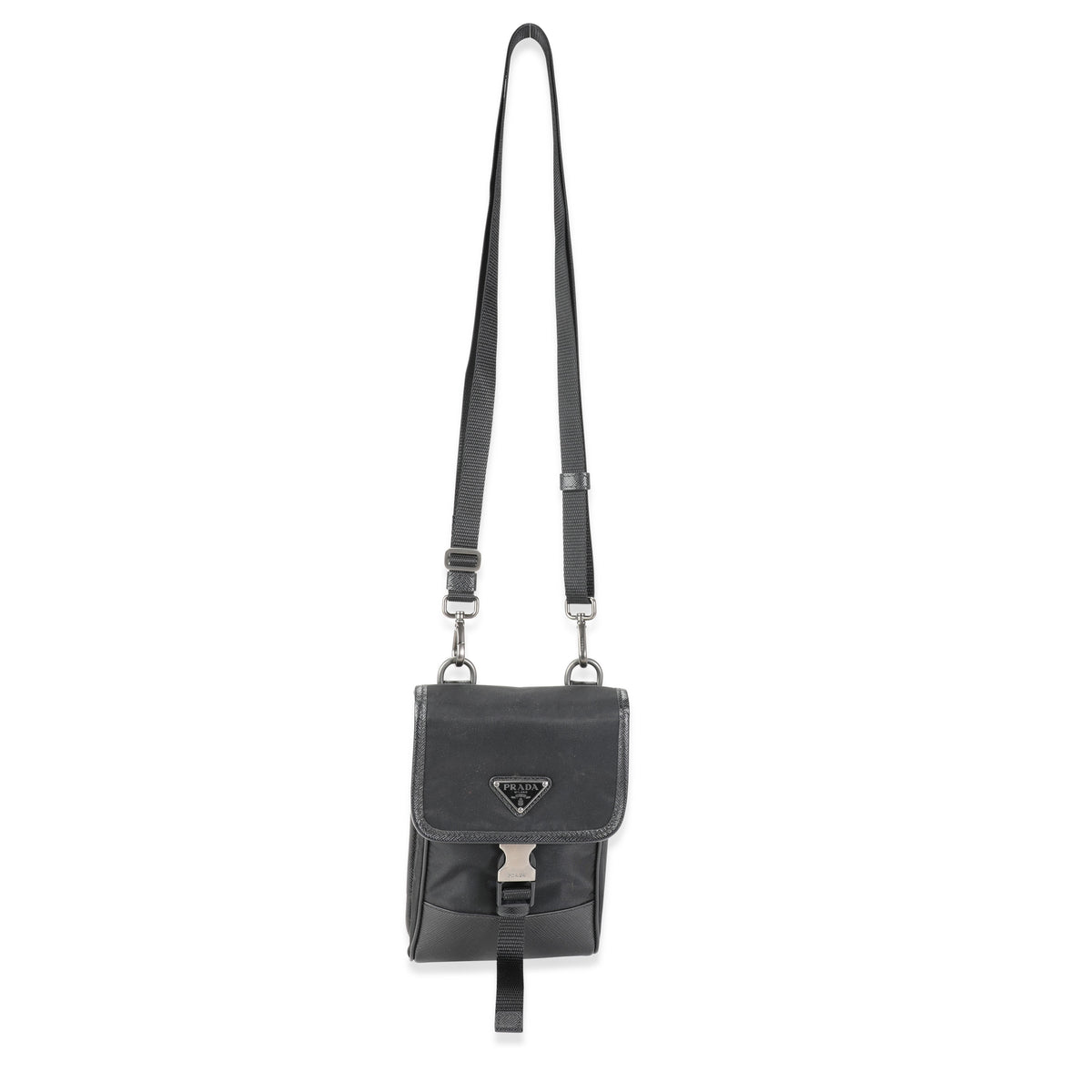 BALENCIAGA: mobile phone bag in saffiano leather with logo - Black