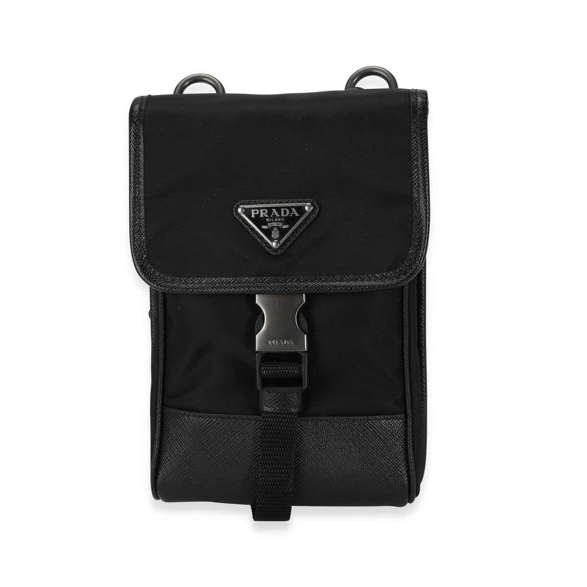 Prada `re-nylon And Saffiano Leather Smartphone Case in Black for Men