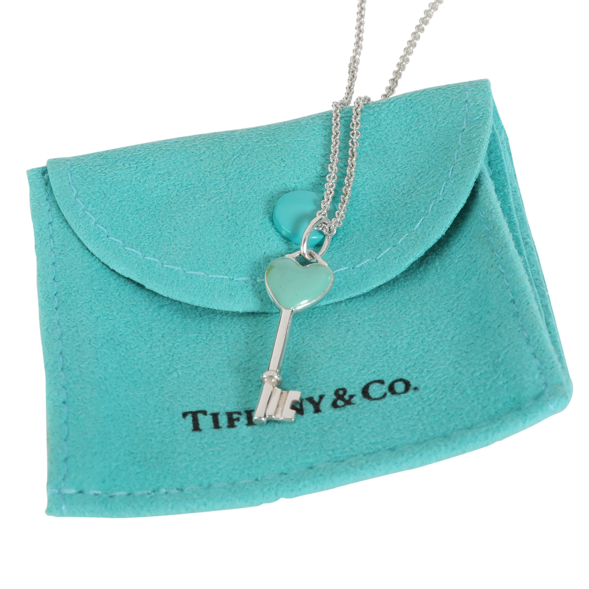 Tiffany & Co. Blue Enamel Heart Keys Pendant in Sterling Silver