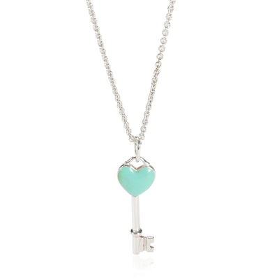 Tiffany & Co. Blue Enamel Heart Keys Pendant in Sterling Silver