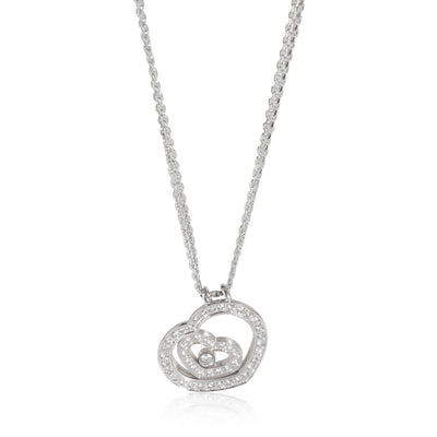 Chopard Happy Spirit Double Heart Diamond Pendant in 18K White Gold 1/2 Ctw