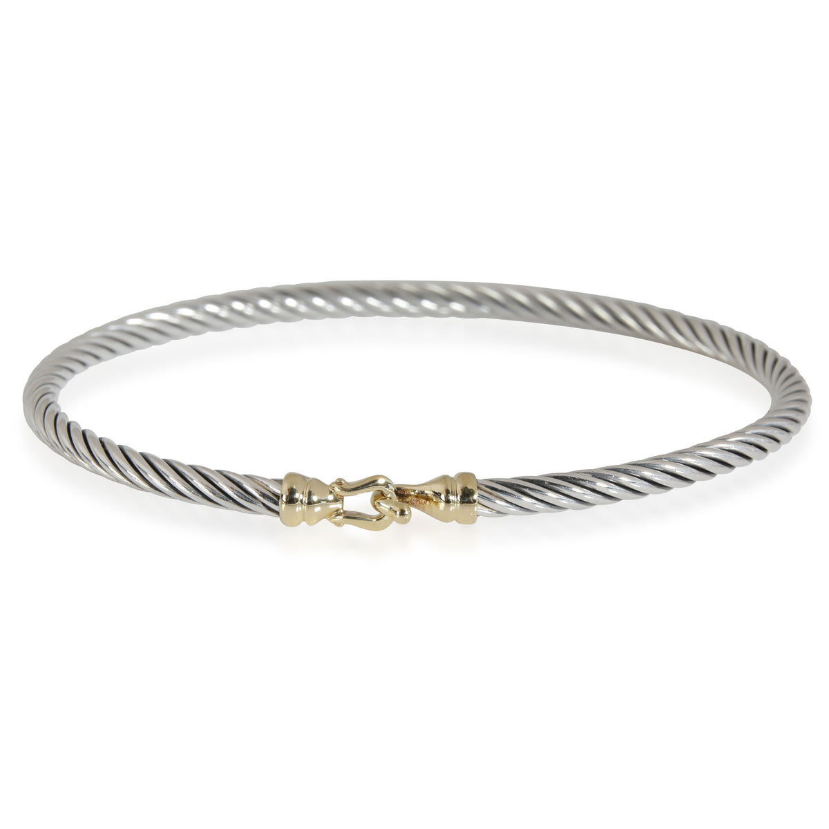 David Yurman 3mm Cable Buckle Bangle in 18k Sterling/Gold