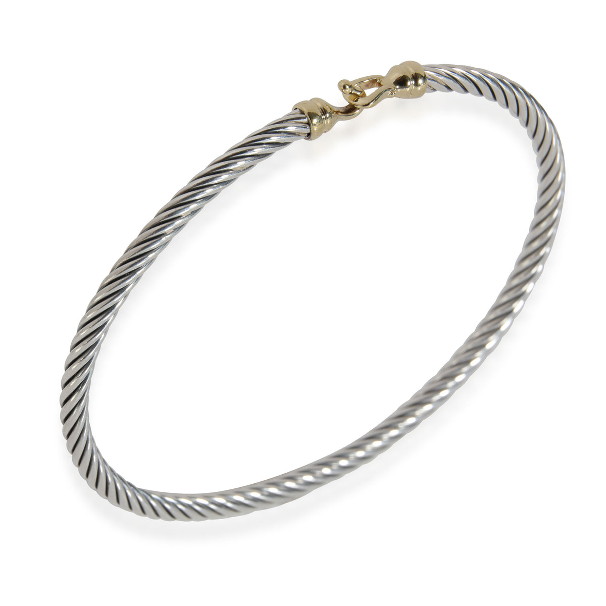 David Yurman 3mm Cable Buckle Bangle in 18k Sterling/Gold