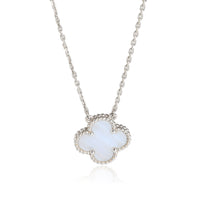 Van Cleef & Arpels Alhambra Chalcedony Fashion Pendant in 18k White Gold