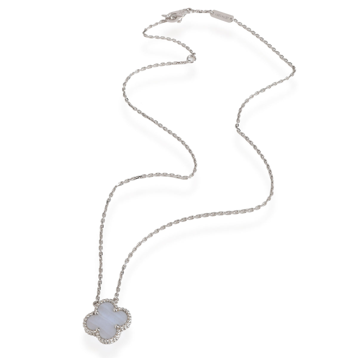 Van Cleef & Arpels Alhambra Chalcedony Fashion Pendant in 18k White Gold