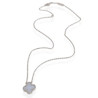 Van Cleef & Arpels Alhambra Chalcedony Fashion Pendant in 18k White Gold