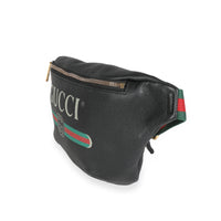 Gucci Black Grained Calfskin Logo Print Web Belt Bag