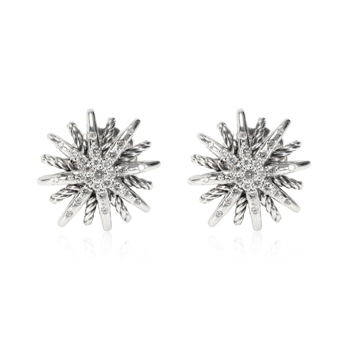 David Yurman Starburst Diamond Earrings in  Sterling Silver 0.39 CTW