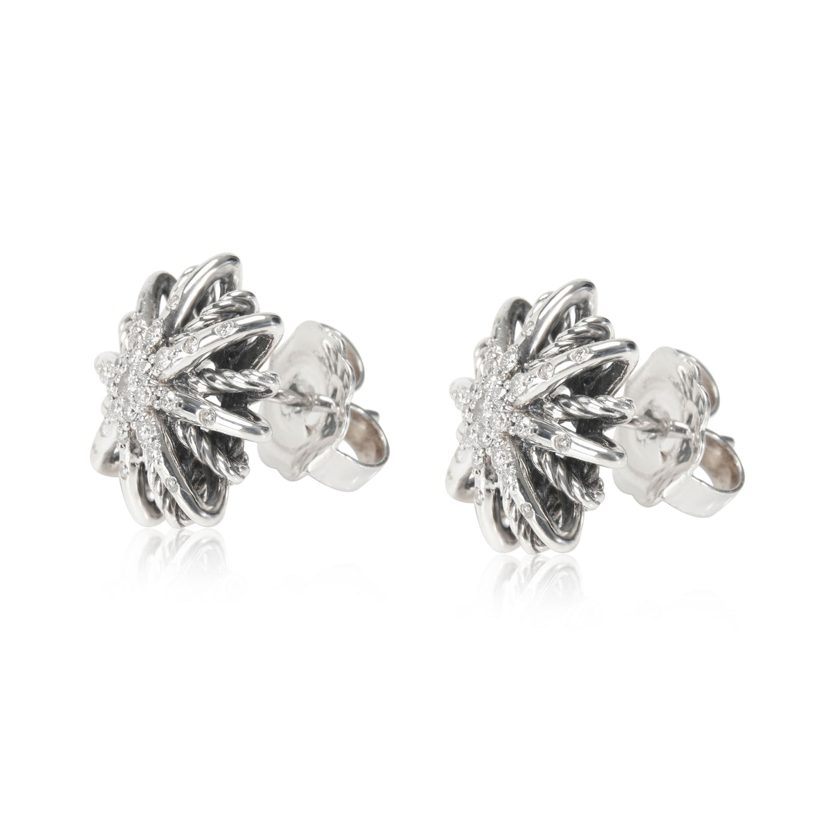 David Yurman Starburst Diamond Earrings in  Sterling Silver 0.39 CTW