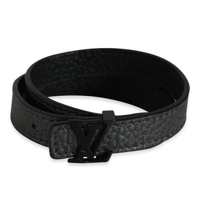 Louis Vuitton LV Initiales Black Leather Wrap Bracelet