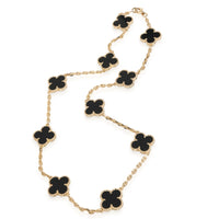 Van Cleef & Arpels Vintage Alhambra 10 Station Onyx Necklace in 18k Yellow Gold