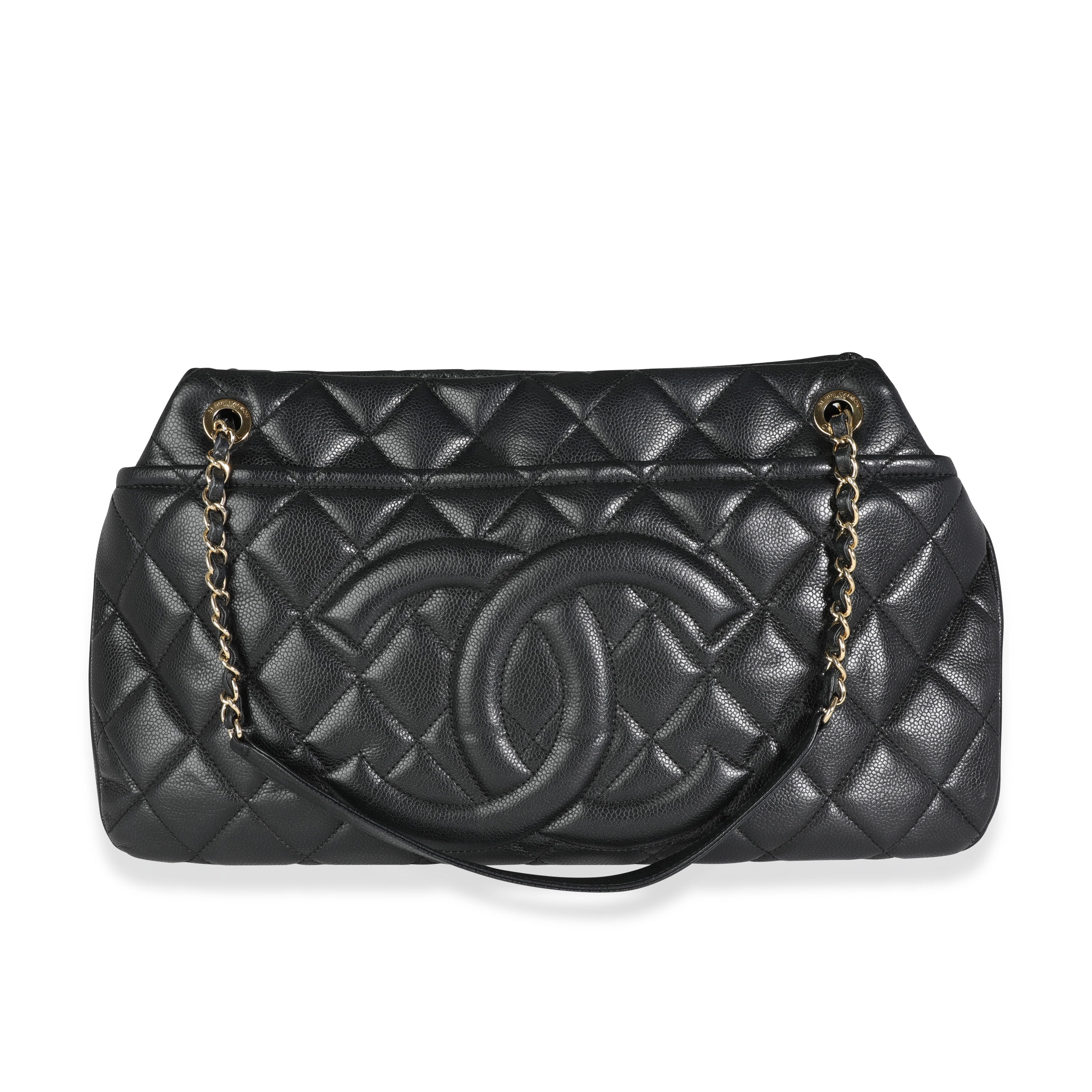 CHANEL Caviar Quilted Timeless Soft Shopper Bag Black