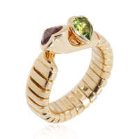 BVLGARI Peridot & Tourmaline Heart Ring in 18K 18 Karat Yellow Gold