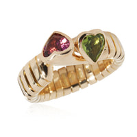 BVLGARI Peridot & Tourmaline Heart Ring in 18K 18 Karat Yellow Gold