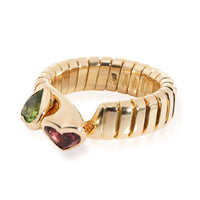 BVLGARI Peridot & Tourmaline Heart Ring in 18K 18 Karat Yellow Gold