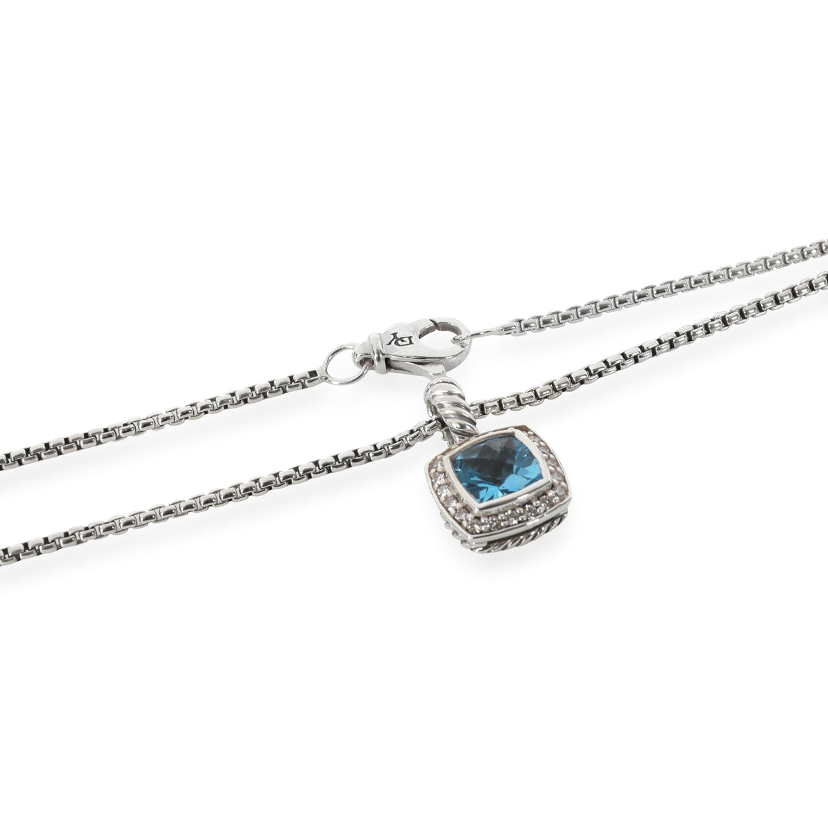 David Yurman Petite Albion Topaz Diamond Pendant in  Sterling Silver Blue 0.17