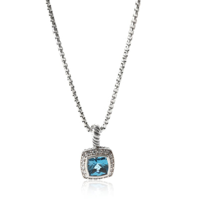 David Yurman Petite Albion Topaz Diamond Pendant in  Sterling Silver Blue 0.17