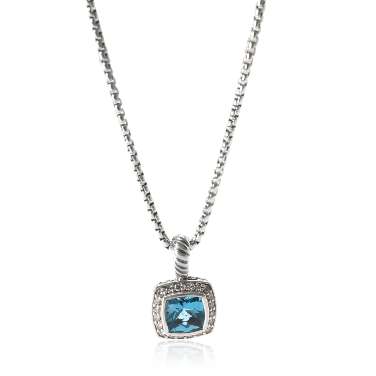 David Yurman Petite Albion Topaz Diamond Pendant in  Sterling Silver Blue 0.17