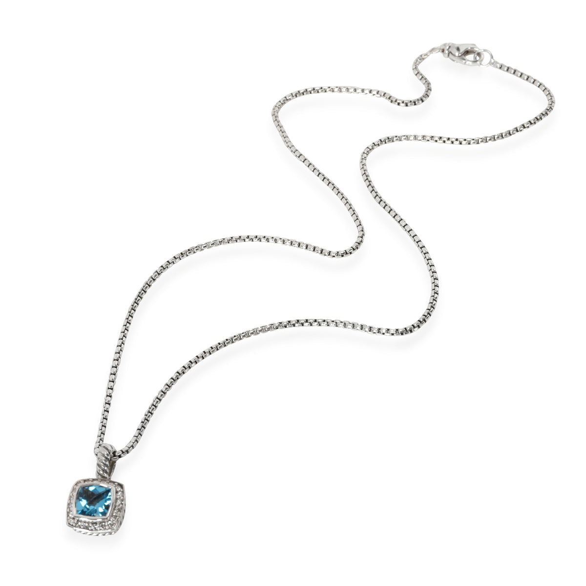 David Yurman Petite Albion Topaz Diamond Pendant in  Sterling Silver Blue 0.17