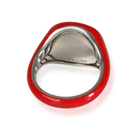 David Yurman Red Enamel Pinky Ring in  Sterling Silver