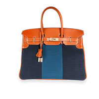 HERMÈS  BLEU INDIGO BARENIA AND TOILE BIRKIN 35CM