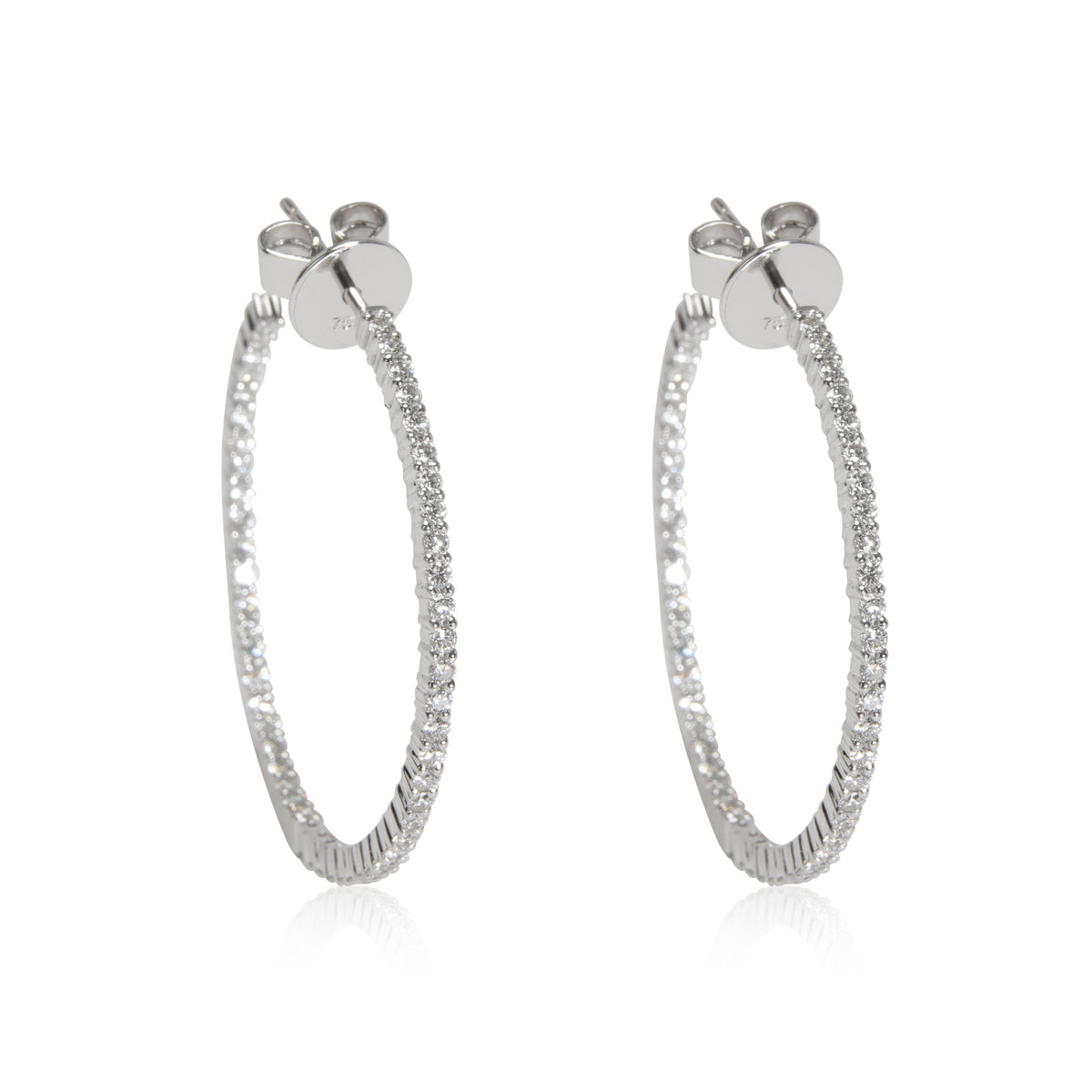 Diamond Inside Outside Hoop Earring in 18k White Gold 0.30 CTW