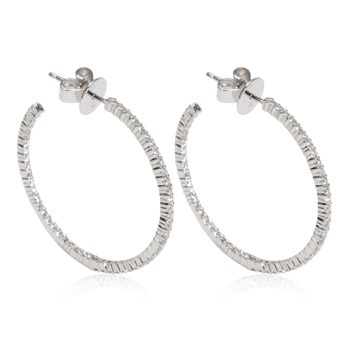 Diamond Inside Outside Hoop Earring in 18k White Gold 0.30 CTW