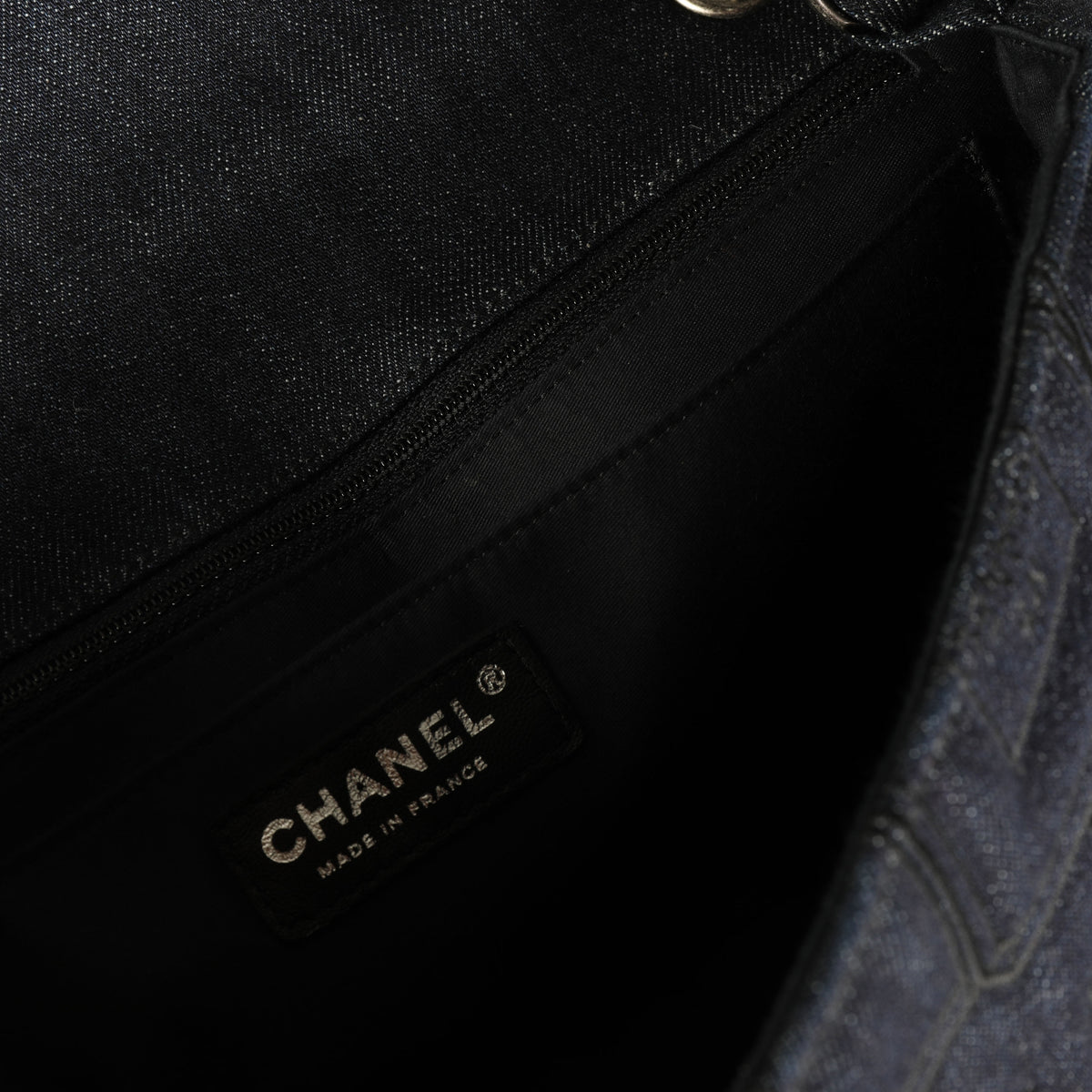 Chanel Blue Denim & Black Embroidery Jumbo Perfume Bottle Flap Bag