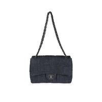 Chanel Blue Denim & Black Embroidery Jumbo Perfume Bottle Flap Bag