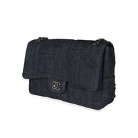 Chanel Blue Denim & Black Embroidery Jumbo Perfume Bottle Flap Bag