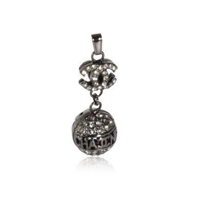 Chanel CC Pendant With Blackened Metal and Crystals