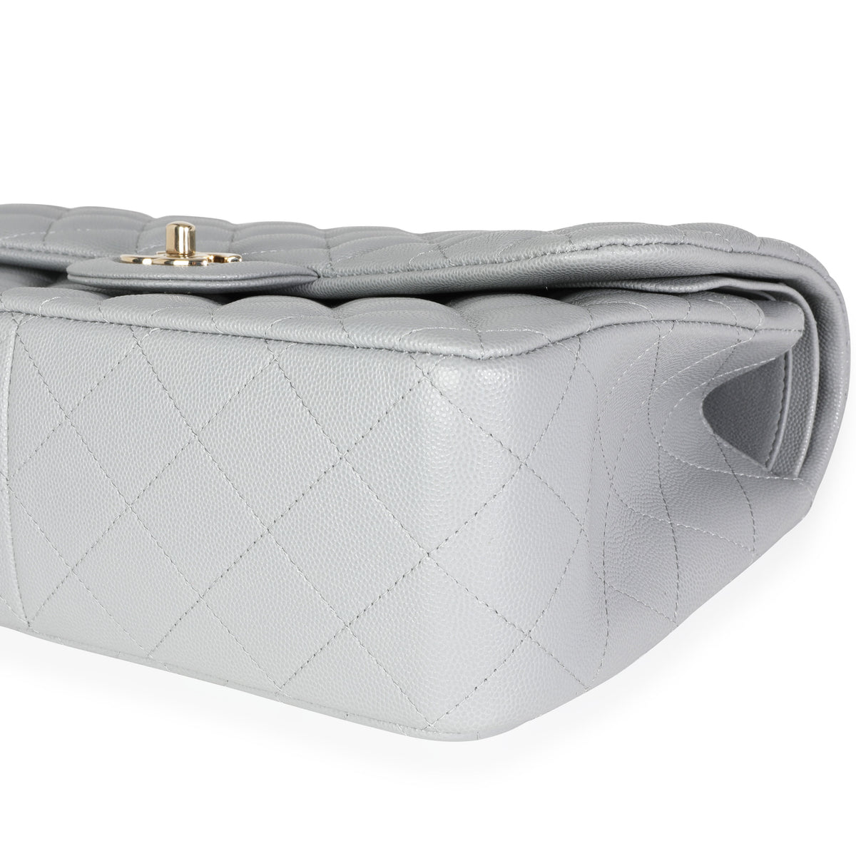 Chanel Gray Caviar Quilted Jumbo Classic Double Flap Bag