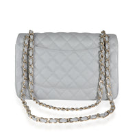 Chanel Gray Caviar Quilted Jumbo Classic Double Flap Bag