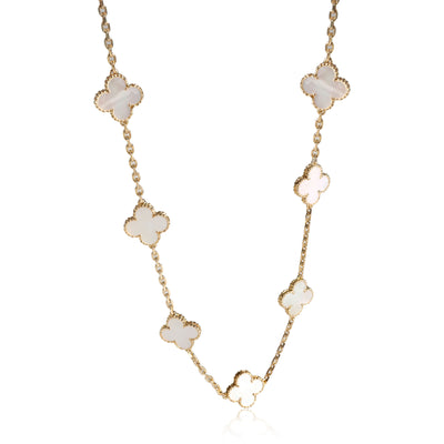 Van Cleef & Arpels Alhambra Mother Of Pearl Necklace in 18K 18 Karat Yellow Gold