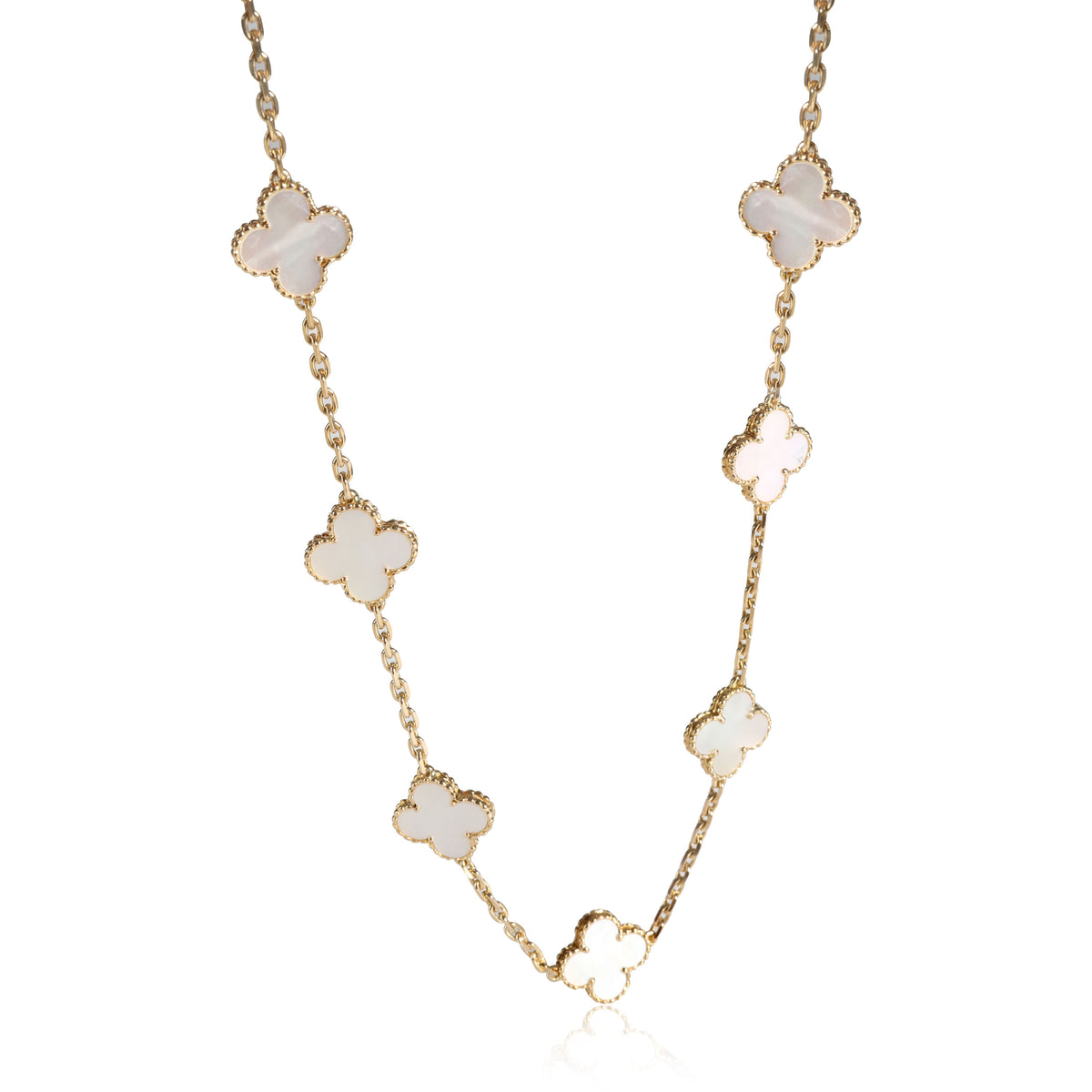 Van Cleef & Arpels Alhambra Mother Of Pearl Necklace in 18K 18 Karat Yellow Gold