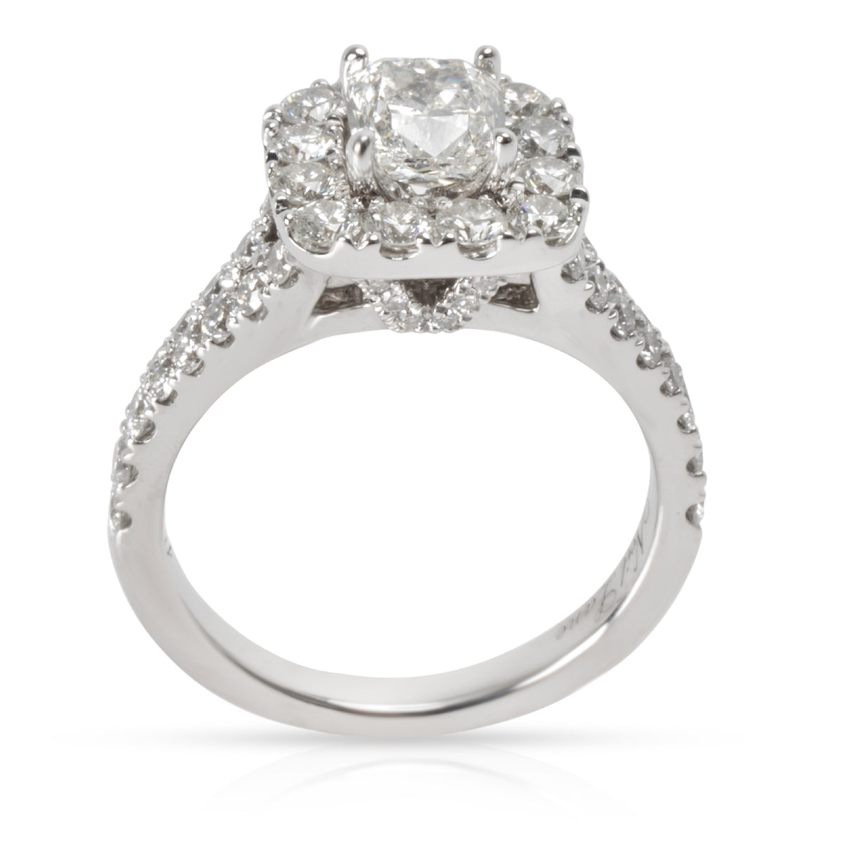 Neil Lane Diamond Halo Engagement Ring in 14k White Gold I I1 2.15 CTW