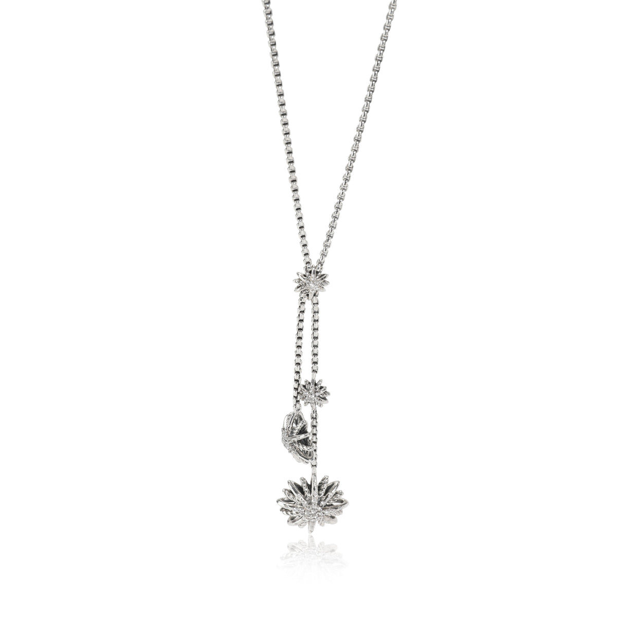 David Yurman Starburst Diamond Drop Necklace in Sterling Silver