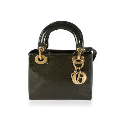 Dior Olive Green Monogram Patent Leather Mini Lady Dior Bag