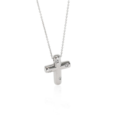 Tiffany & Co. Etoile Diamond Cross Pendant in Platinum 0.12 CTW