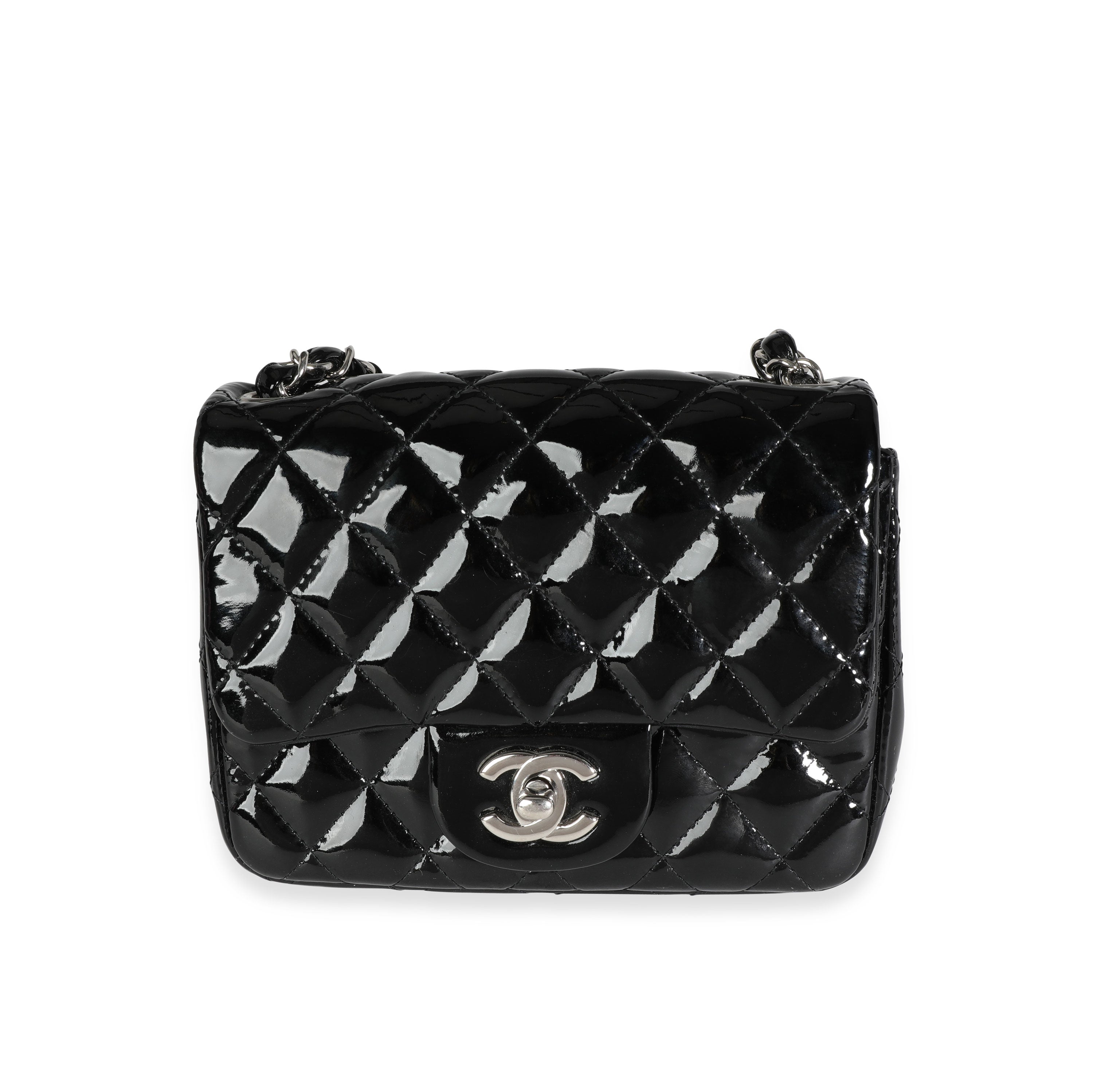 Chanel Black Quilted Patent Leather Classic Square Mini Flap Bag, myGemma