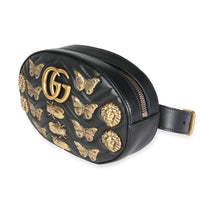 Gucci Black Matelassé Marmont Animal Studs Belt Bag