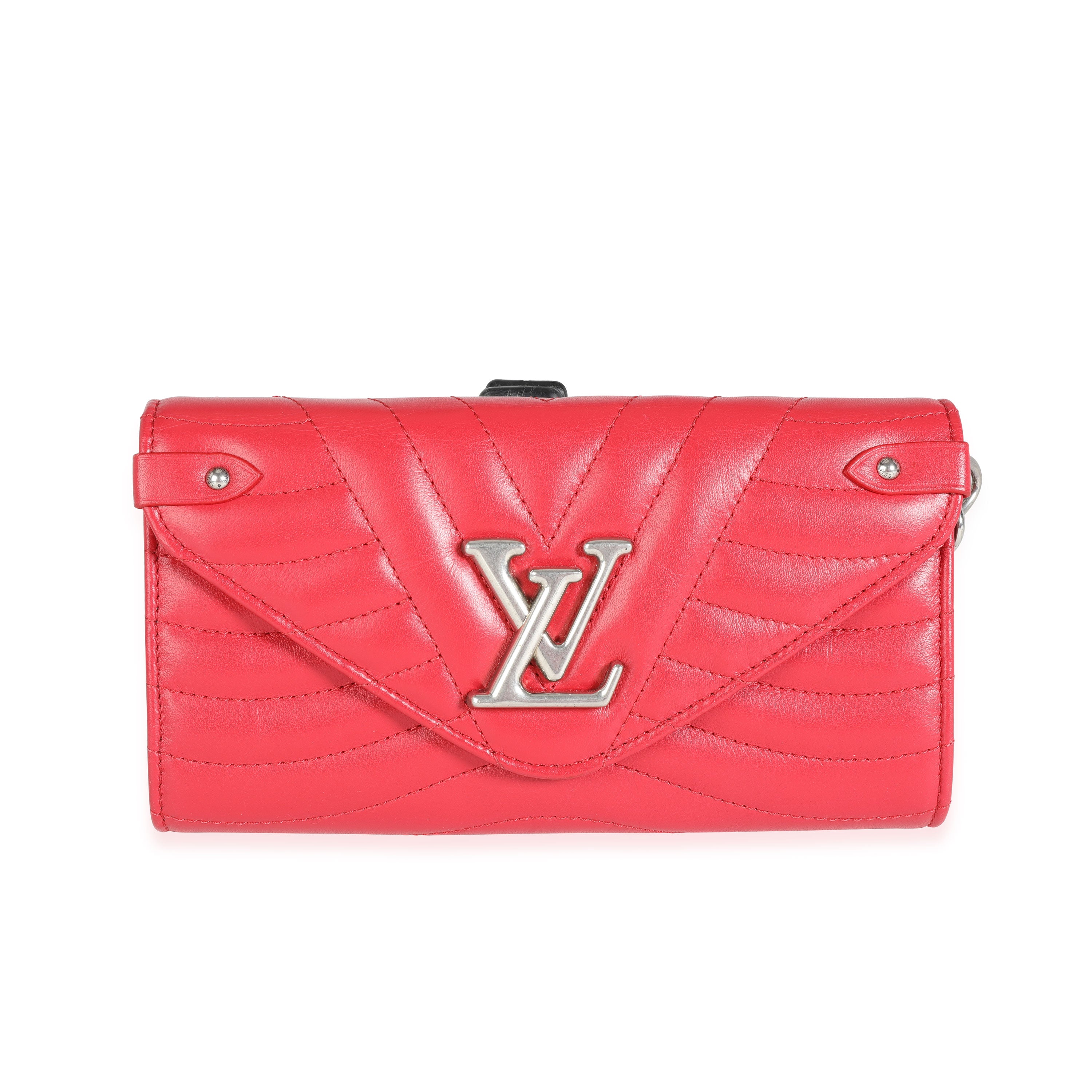 Louis Vuitton New Wave Long Wallet Embellished Quilted Leather Red