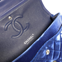 Chanel Blue Quilted Velvet Medium Classic Double Flap Bag